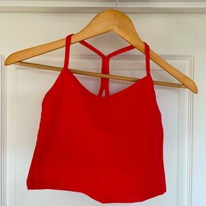 Beyond Yoga Spacedye slim racerback crop top, dark coral, small